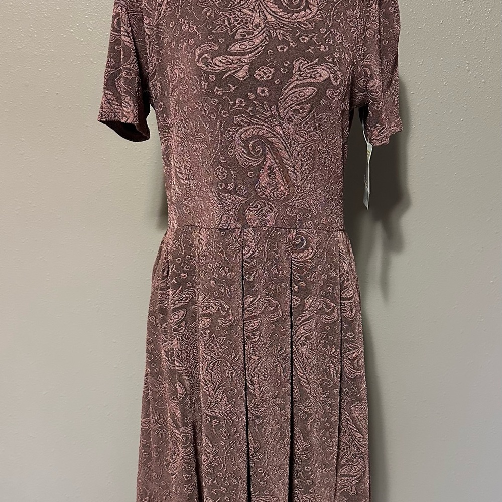 Paisley Print Short Sleeve Dress - Brown